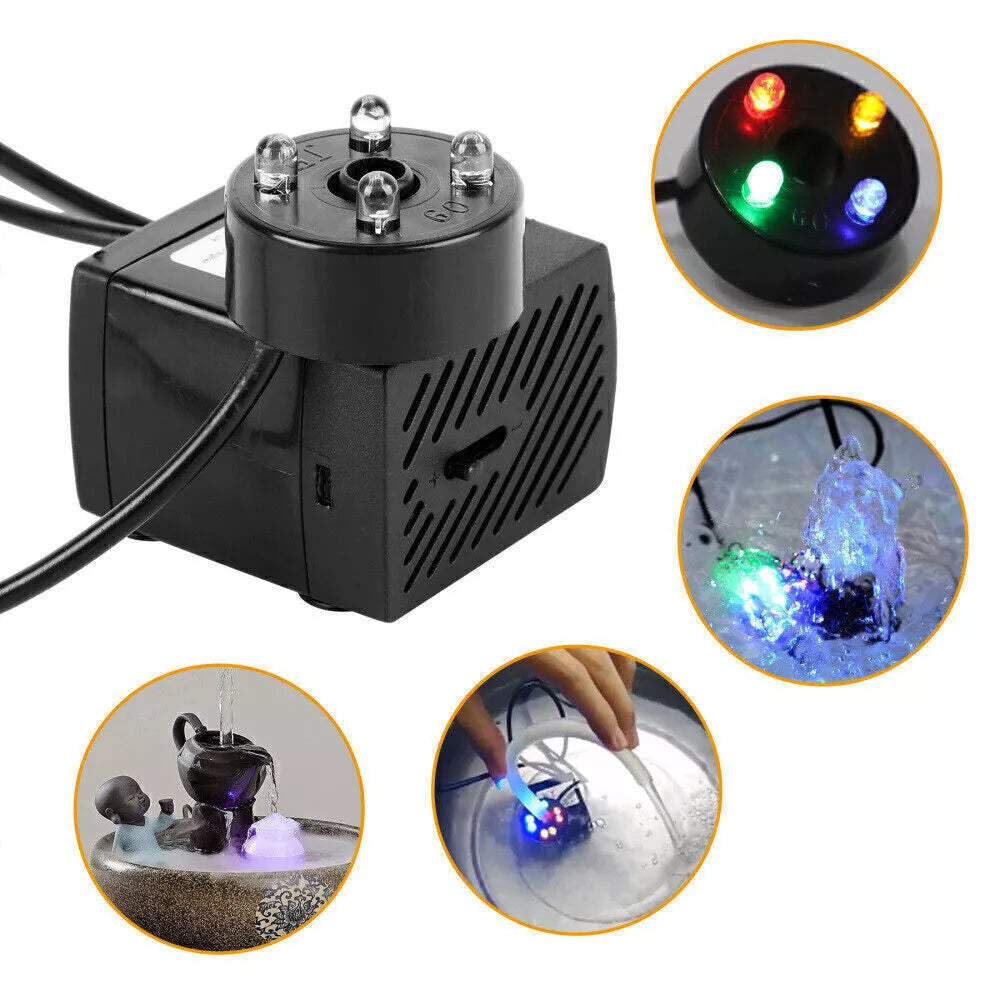 280 LPH Aquarium Submersible Water Pump with LED Light – Quiet & Energy-Efficient